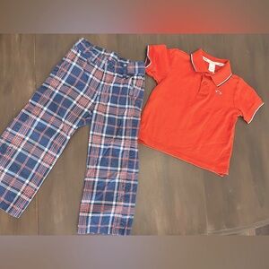 Janie and Jack Red Polo Shirt with Plaid Pants